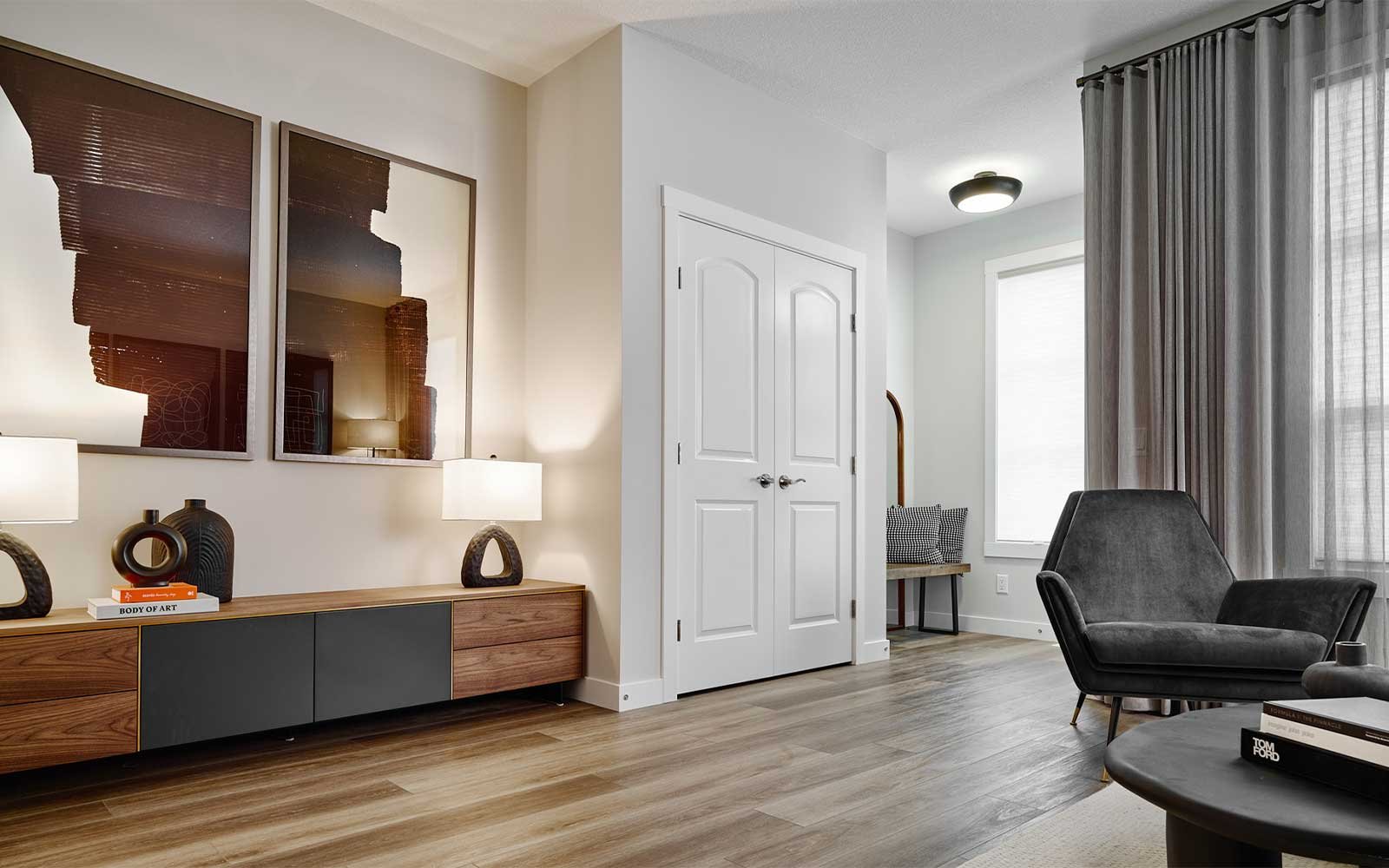 A photo of the foyer of the Wicklow show home in Calgary by Brookfield Residential