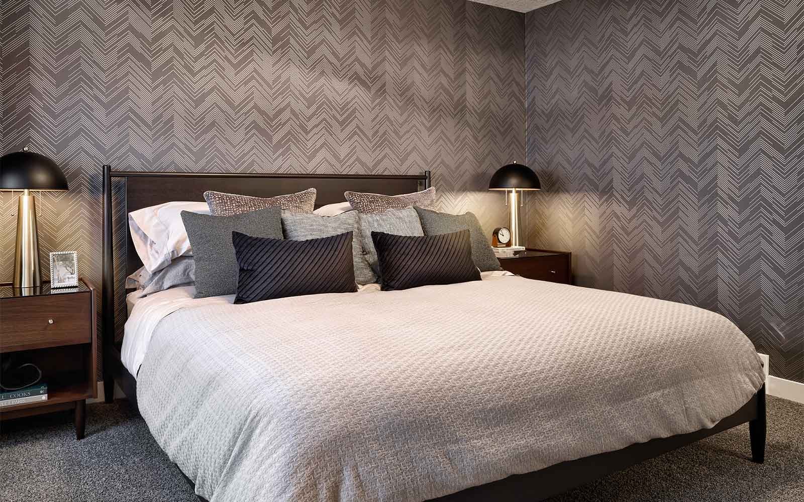 A photo of the primary bedroom of the Wicklow show home in Calgary by Brookfield Residential