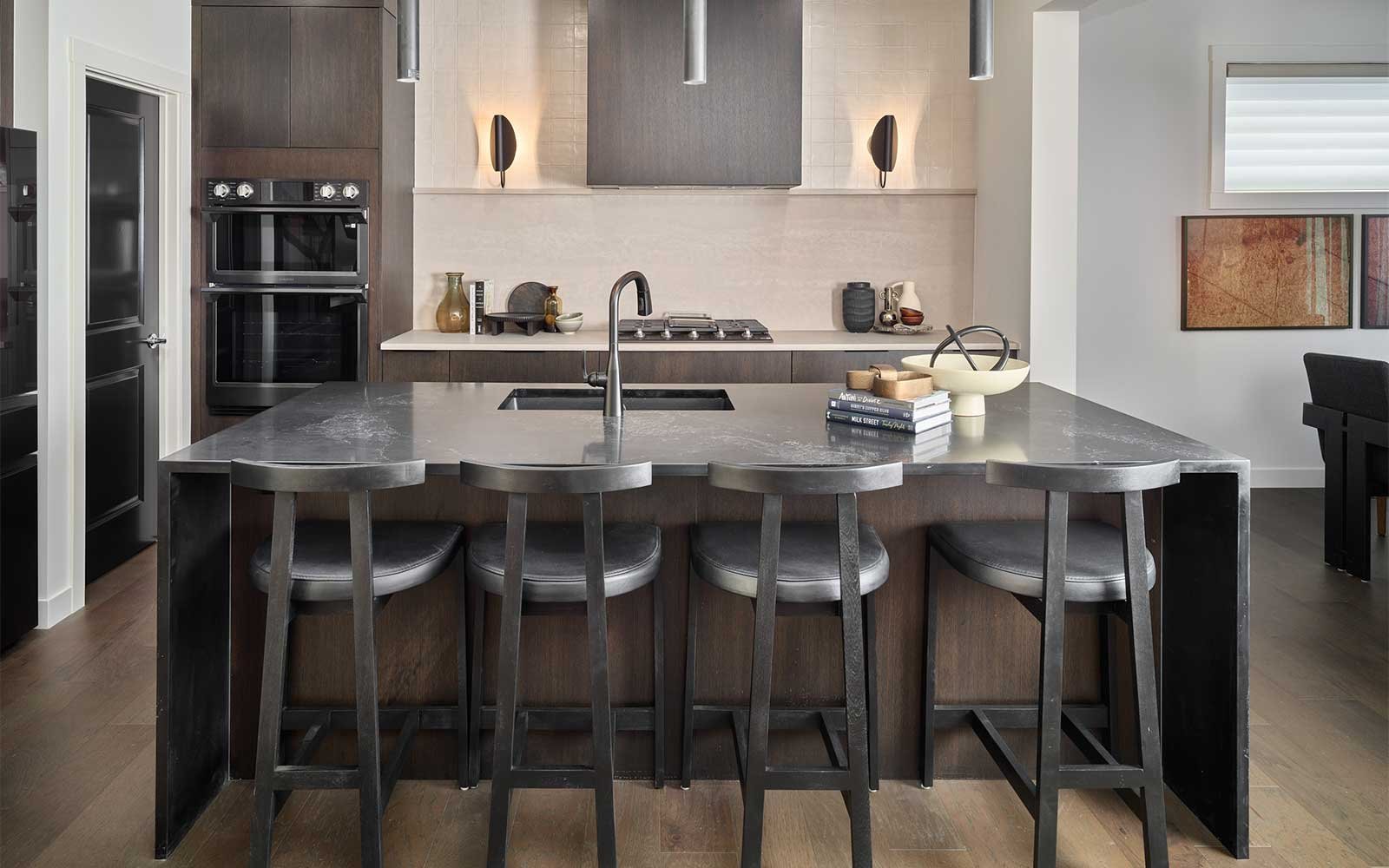 A photo of the kitchen of the Columbia 26 show home in Calgary by Brookfield Residential