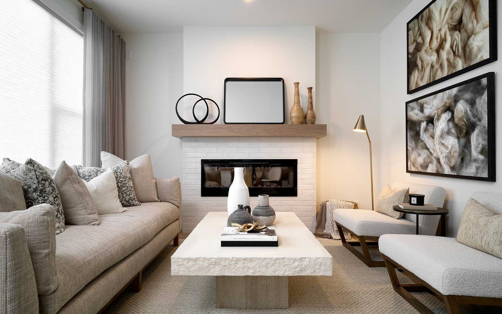 A photo of the great room of the Purcell 24 show home in Rockland Park by Brookfield Residential