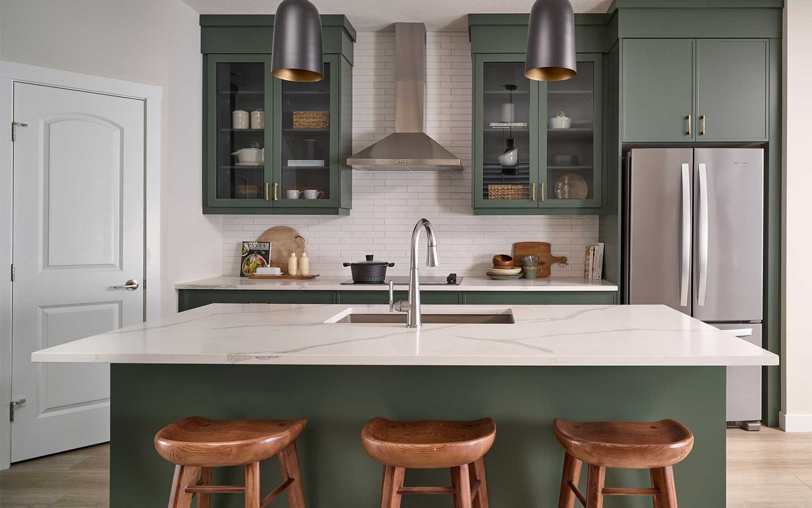 A photo of the kitchen of the Carlisle 2 show home in Calgary by Brookfield Residential