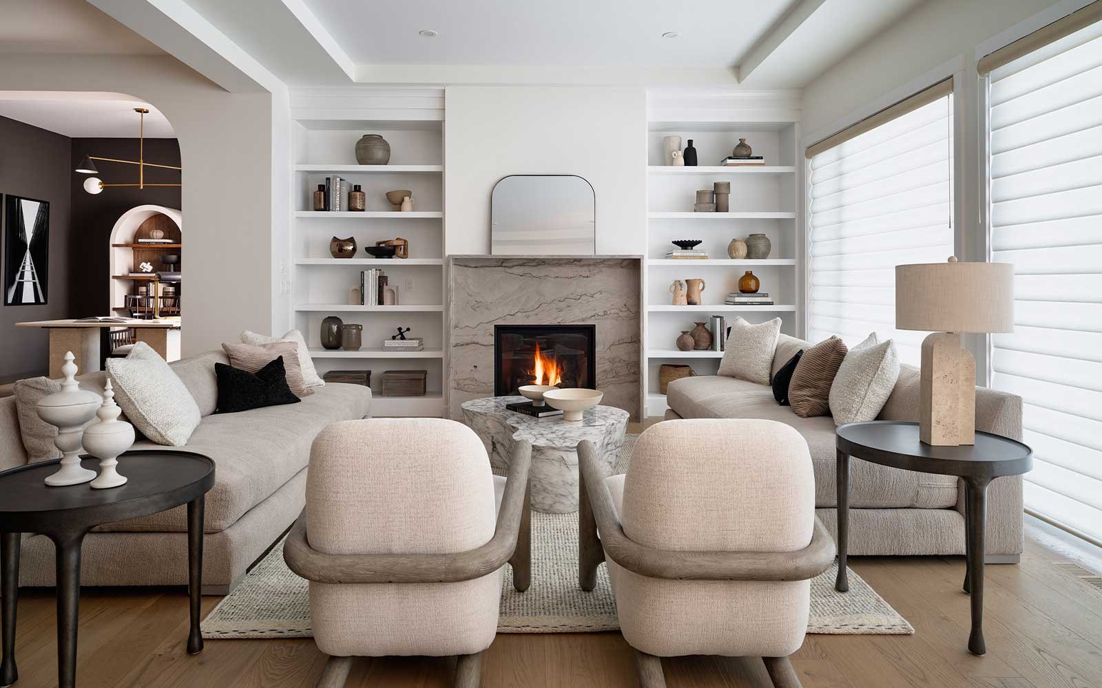 A photo of the great room of the Lucca estate show home in Calgary by Brookfield Residential