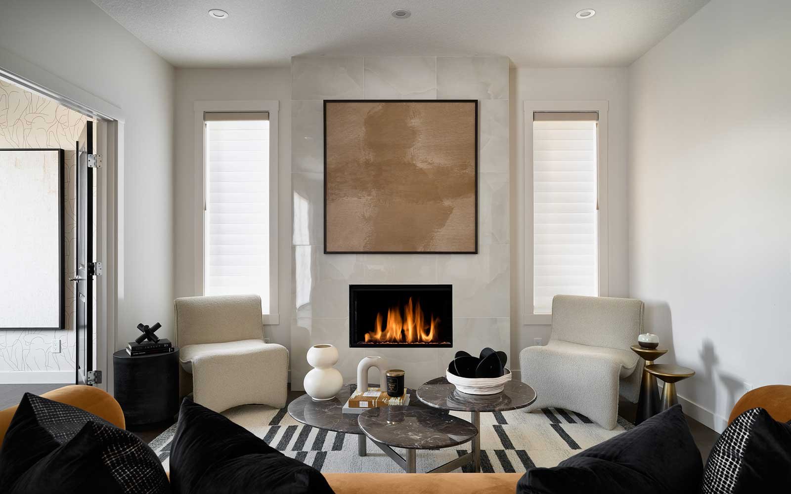 A photo of the great room of the Columbia 26 show home in Calgary by Brookfield Residential