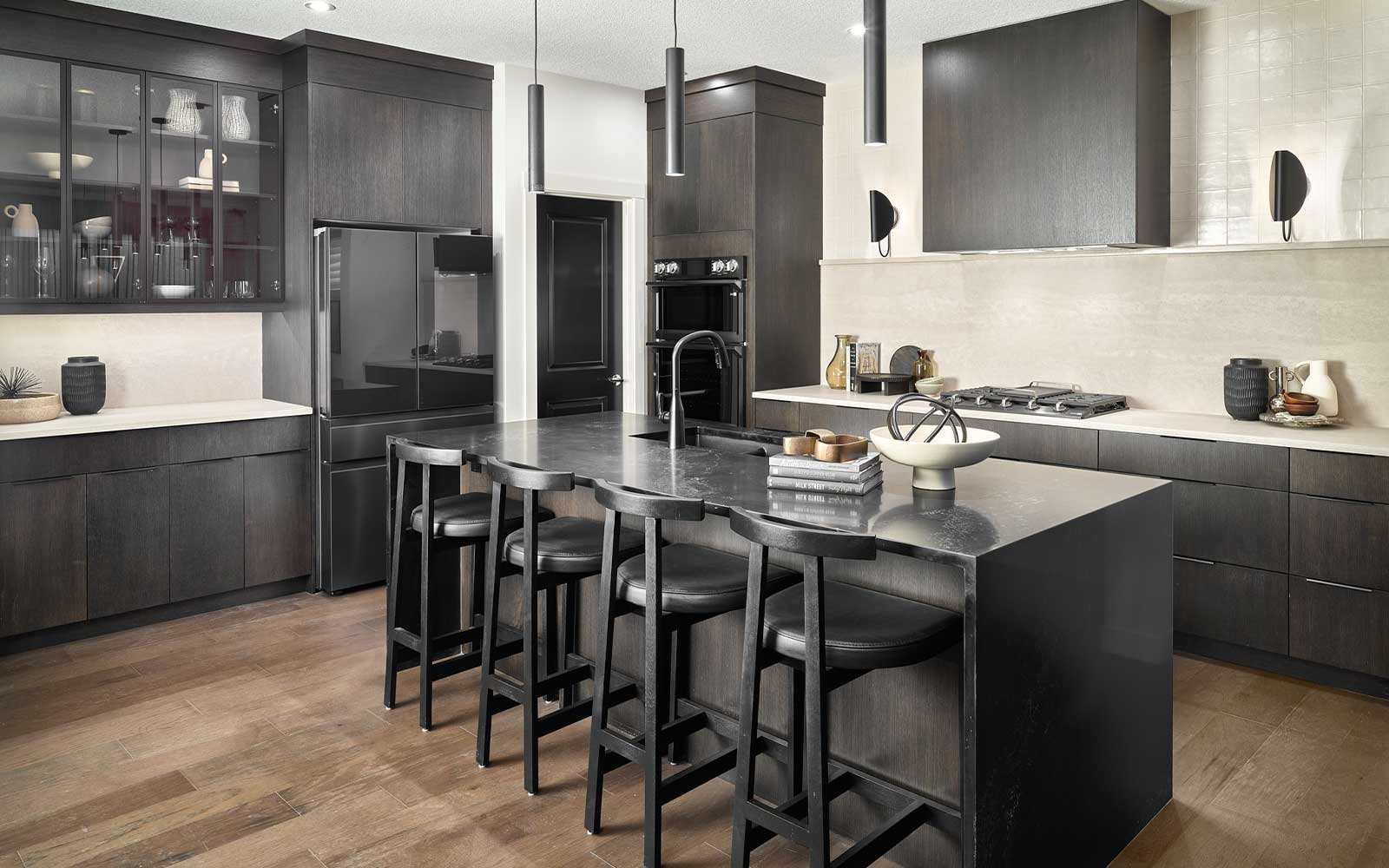 A photo of the kitchen of the Columbia 26 show home in Calgary by Brookfield Residential