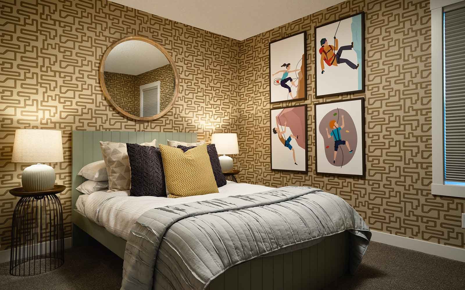 A photo of the secondary bedroom of the Dawson 26 show home in Calgary by Brookfield Residential