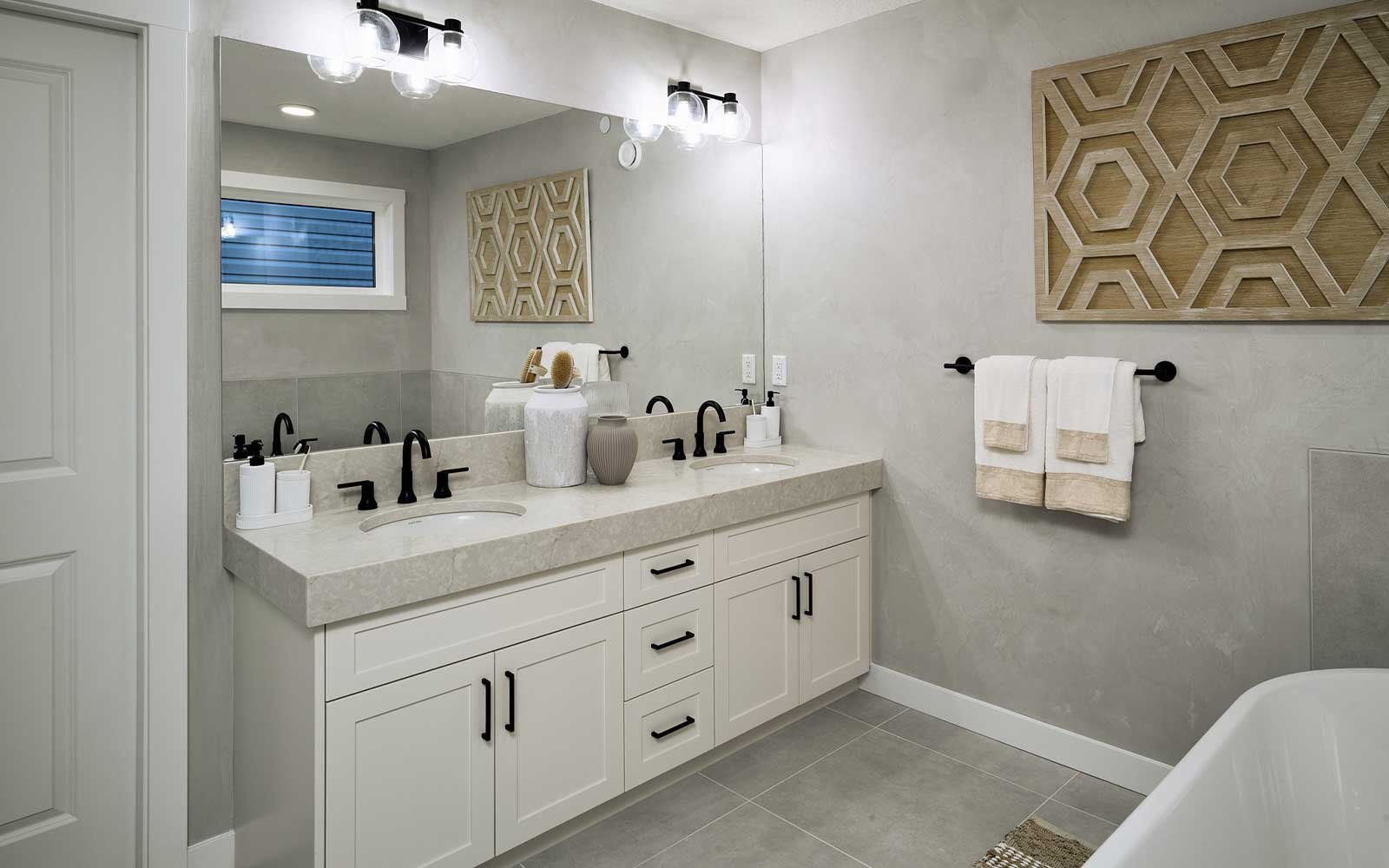 A photo of the ensuite in the Purcell 26 show home in Calgary by Brookfield Residential