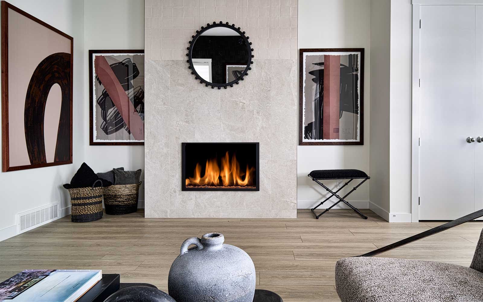 A photo of the great room of the Belvedere model by Brookfield Residential.