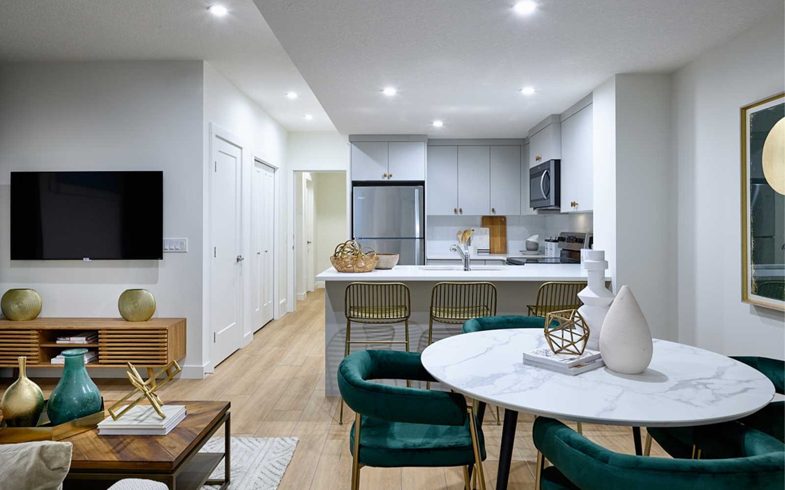 A photo of the basement suite of the Oxford show home by Brookfield Residential