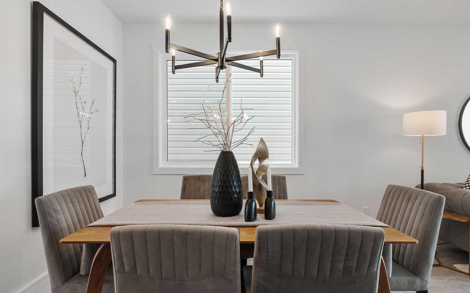A photo of the dining are of the Portland laned model by Brookfield Residential