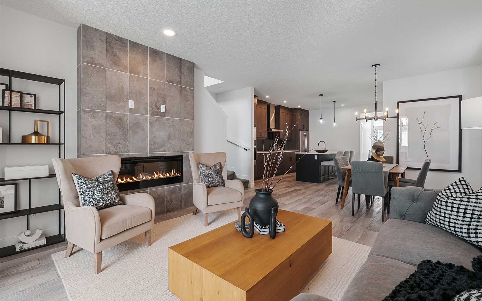 A photo of the great room of the Portland laned model by Brookfield Residential