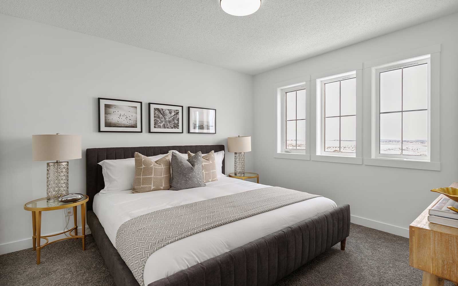 A photo of the primary bedroom of the Portland laned model by Brookfield Residential