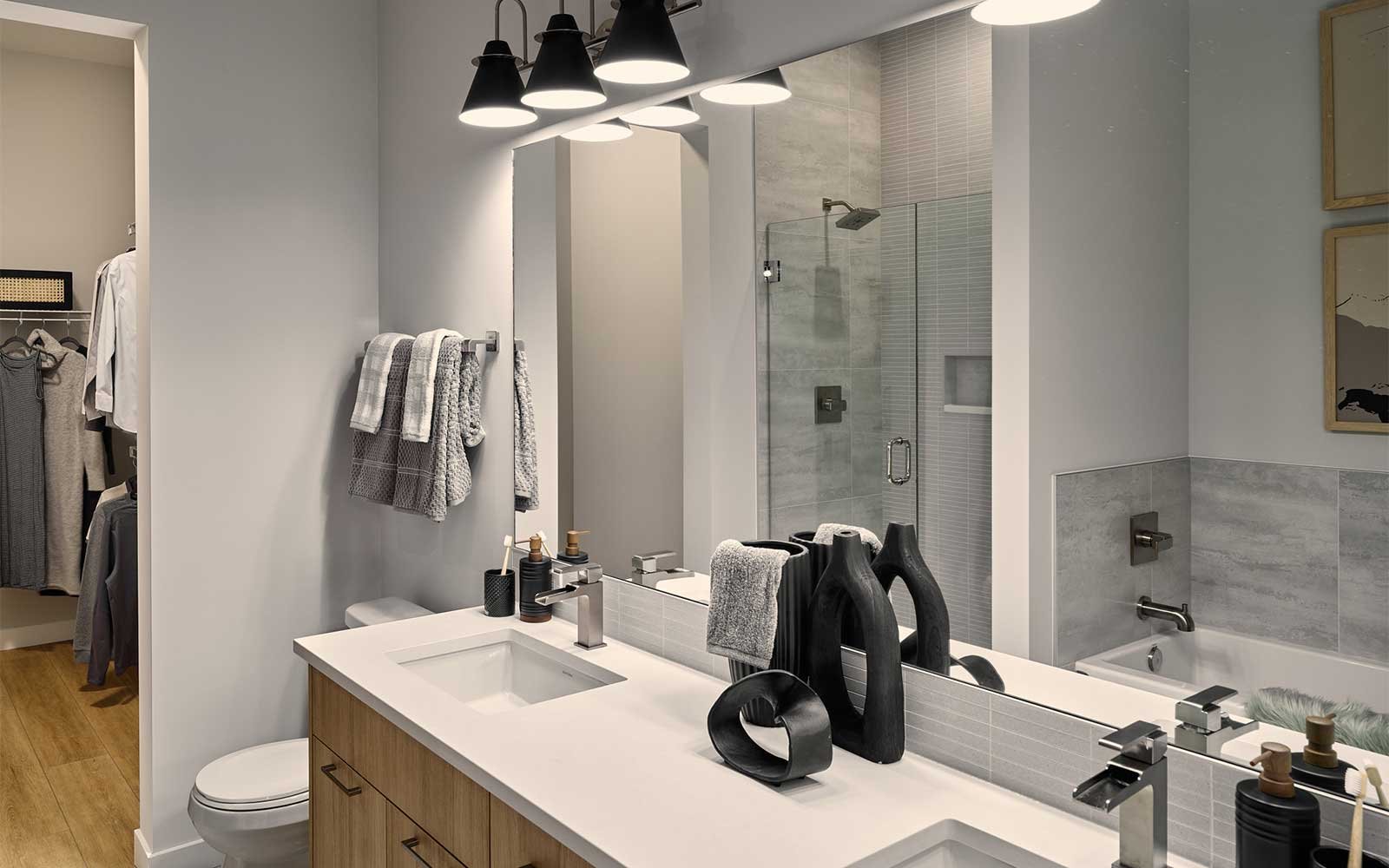 A photo of the ensuite of the York model show home in Calgary by Brookfield Residential