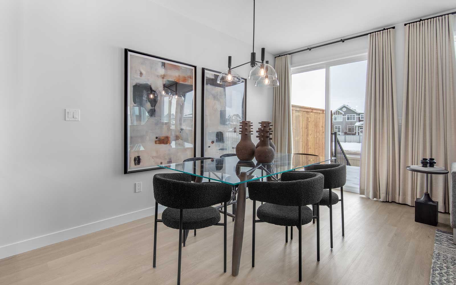 A photo of the dining area of the MacKay show home in Edmonton by Brookfield Residential