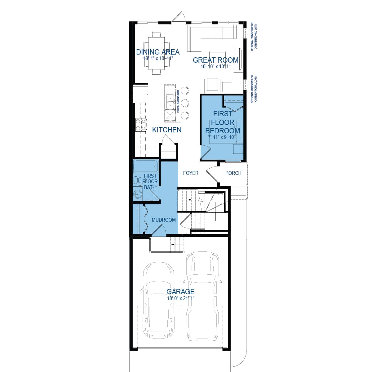 A blackline drawing of the Cascade 22 model by Brookfield Residential