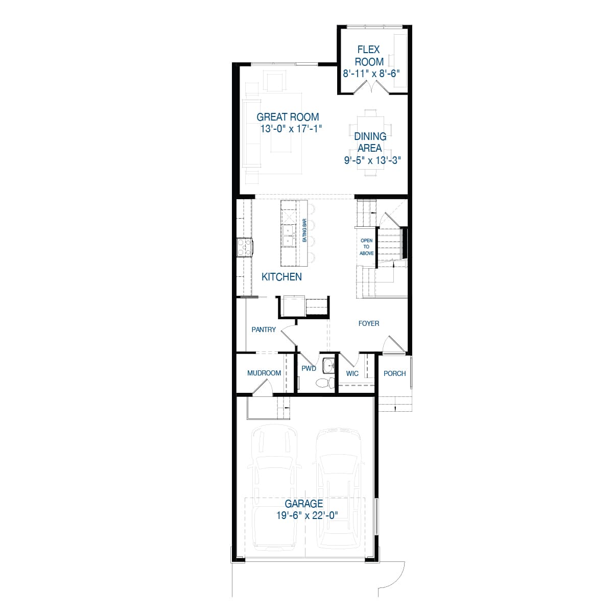 A blackline drawing of the Columbia 3 - 24 model by Brookfield Residential