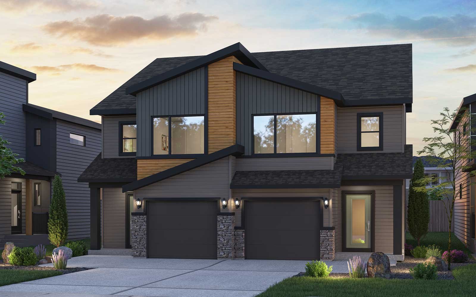 Exterior rendering of the Astoria Rustic Contemporary style