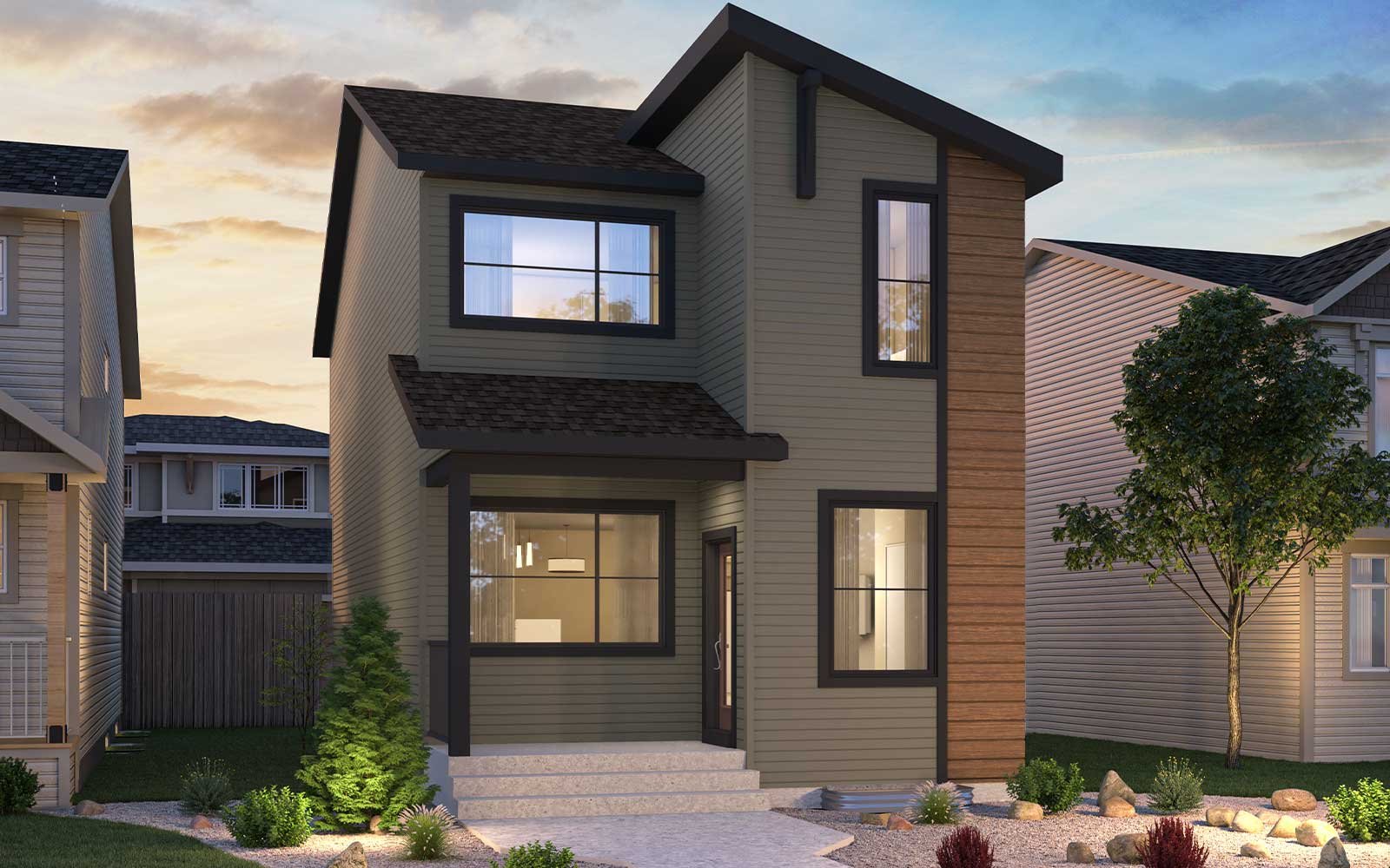 Exterior rendering of the Rustic Contemporary style
