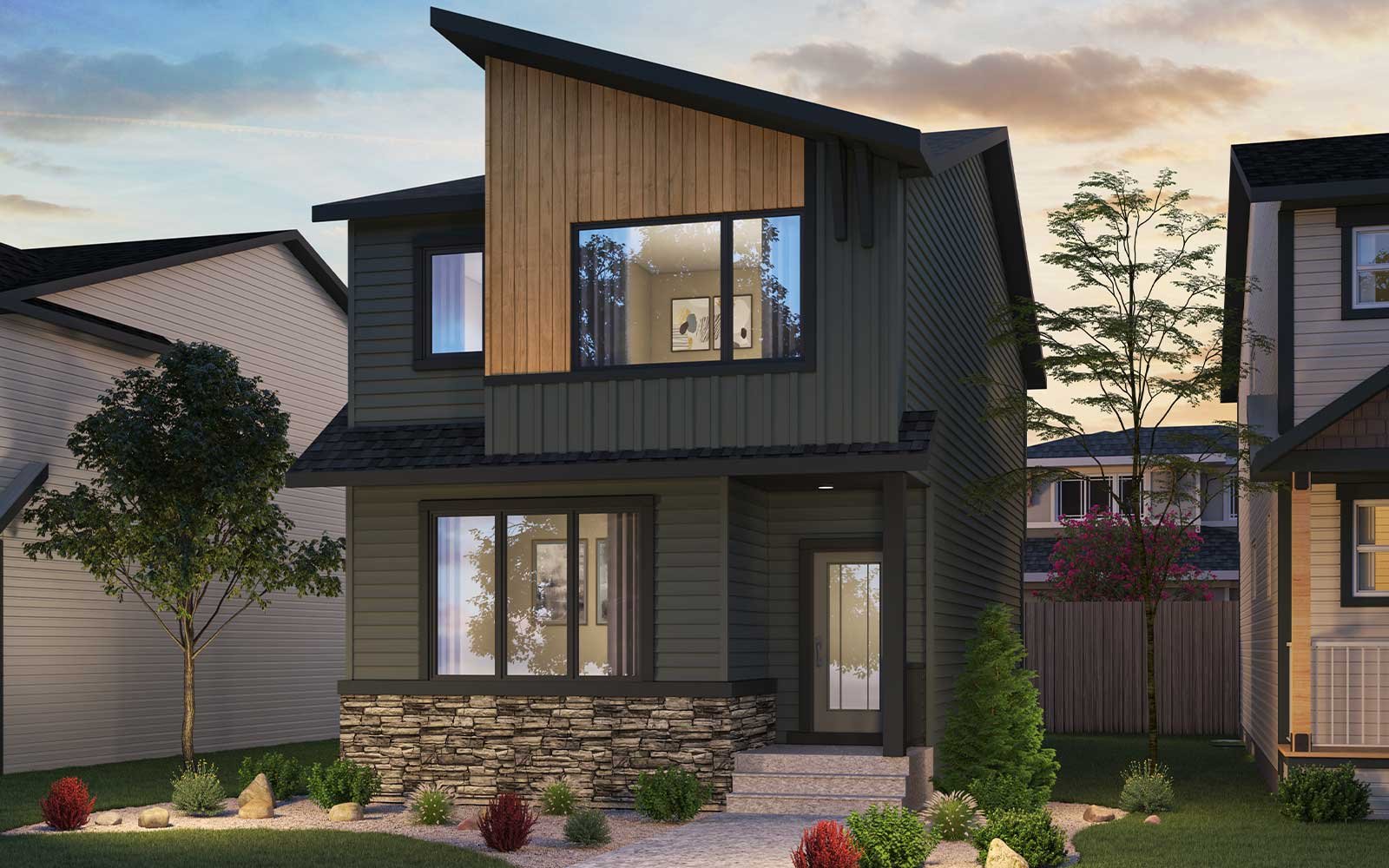 Exterior rendering of the Rustic Contemporary style