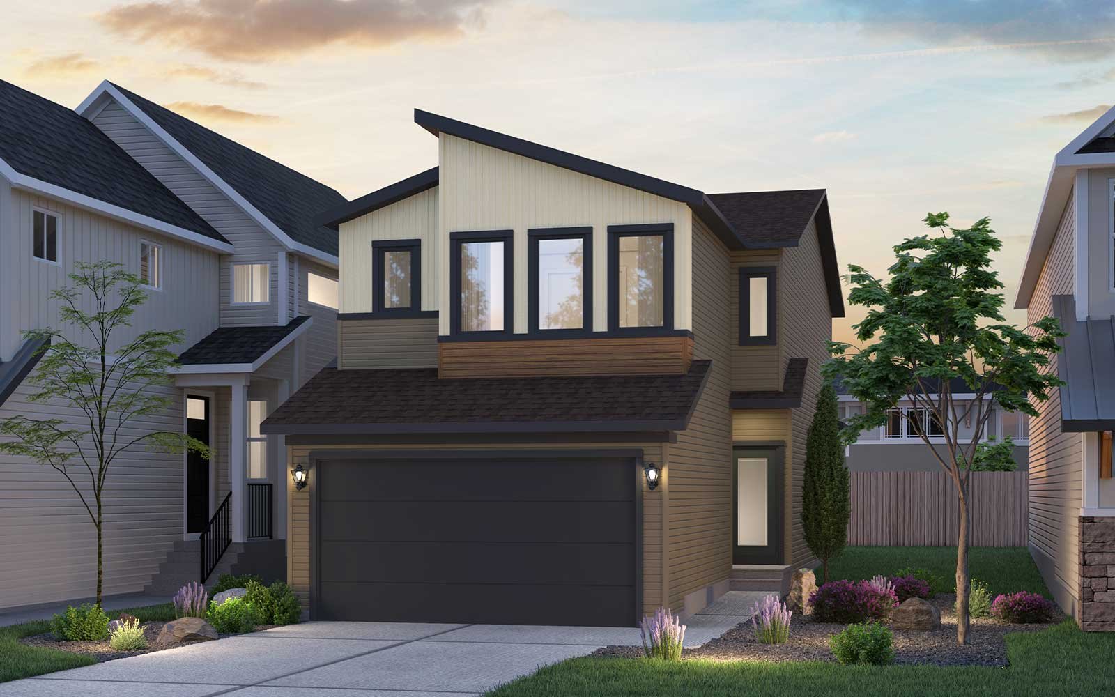 Exterior rendering of the Cypress Rustic Contemporary style
