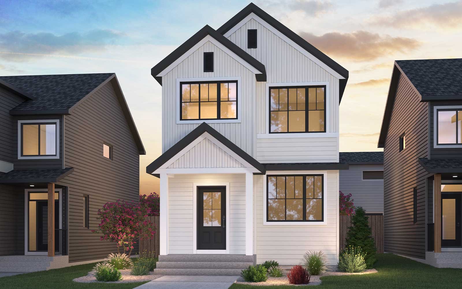 Kendal - Farmhouse Exterior rendering of the Scandi style Kendal model