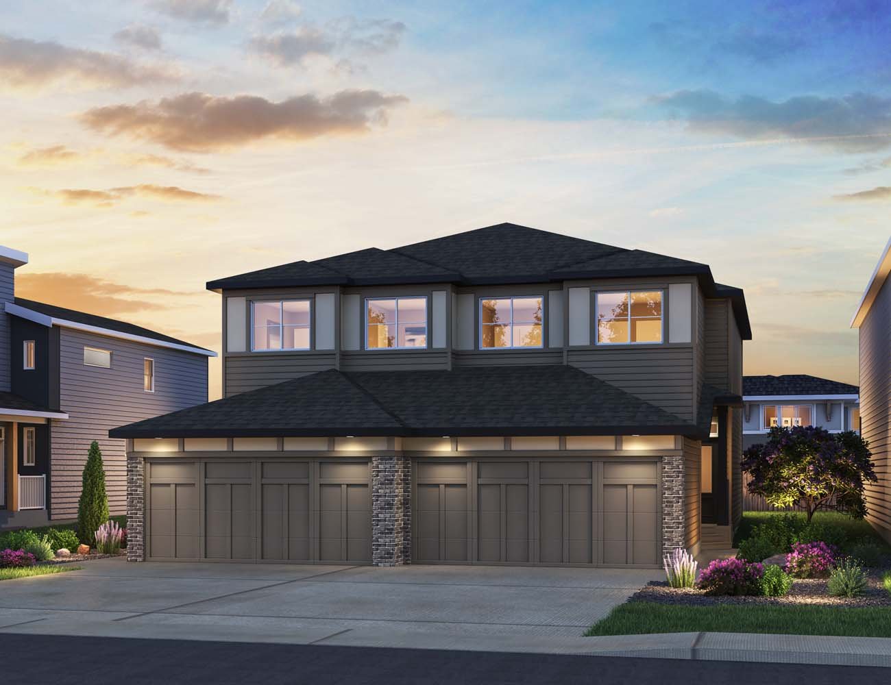 A rendering of the Prairie elevation of the Hazel home by Brookfield Residential.