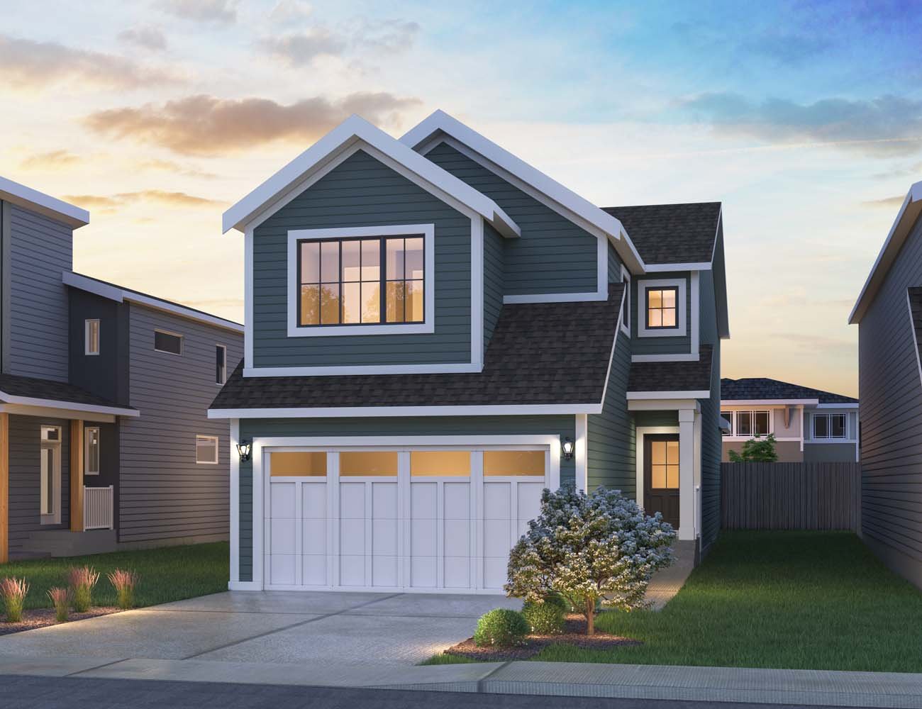 A rendering of the Nordic Folk exterior style of the Columbia 3 - 24 home by Brookfield Residential.