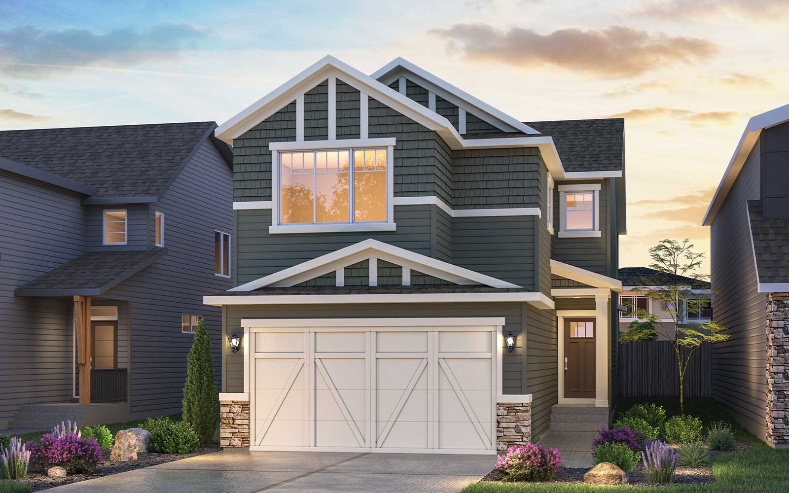 Columbia 3 - 24 - Craftsman Exterior rendering of the Craftsman style of the Columbia 3 - 24 model