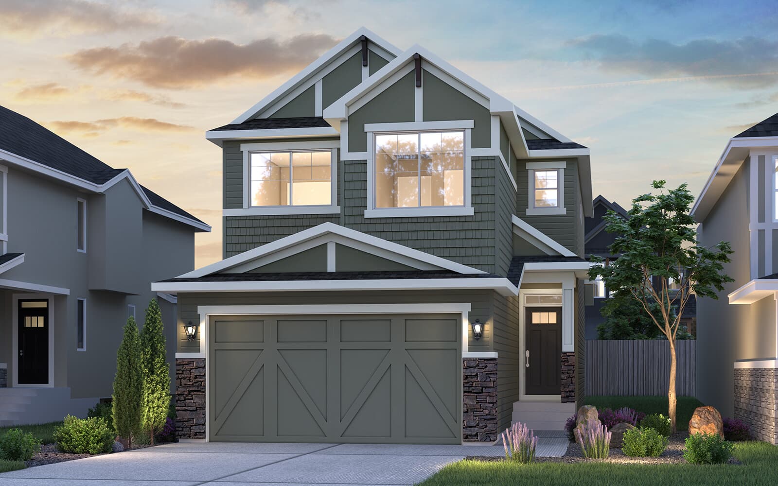 Arts and Crafts exterior rendering of the Rundle 24 in Edmonton by Brookfield Residential.