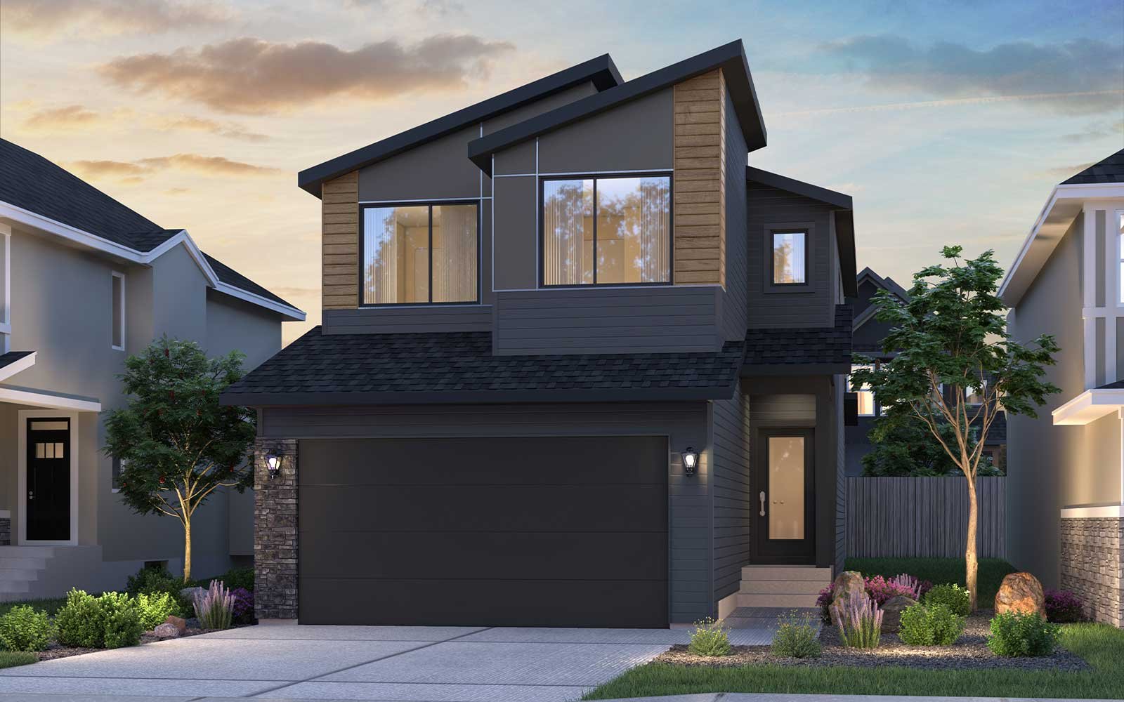 Exterior rendering of the Rundle 24 Rustic Contemporary style