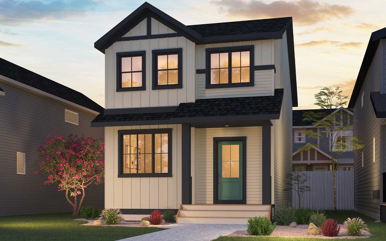 Exterior rendering of the Asher Farmhouse style