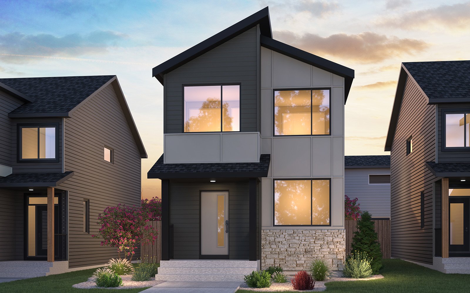 Exterior rendering of the Rustic Contemporary style Kendal model