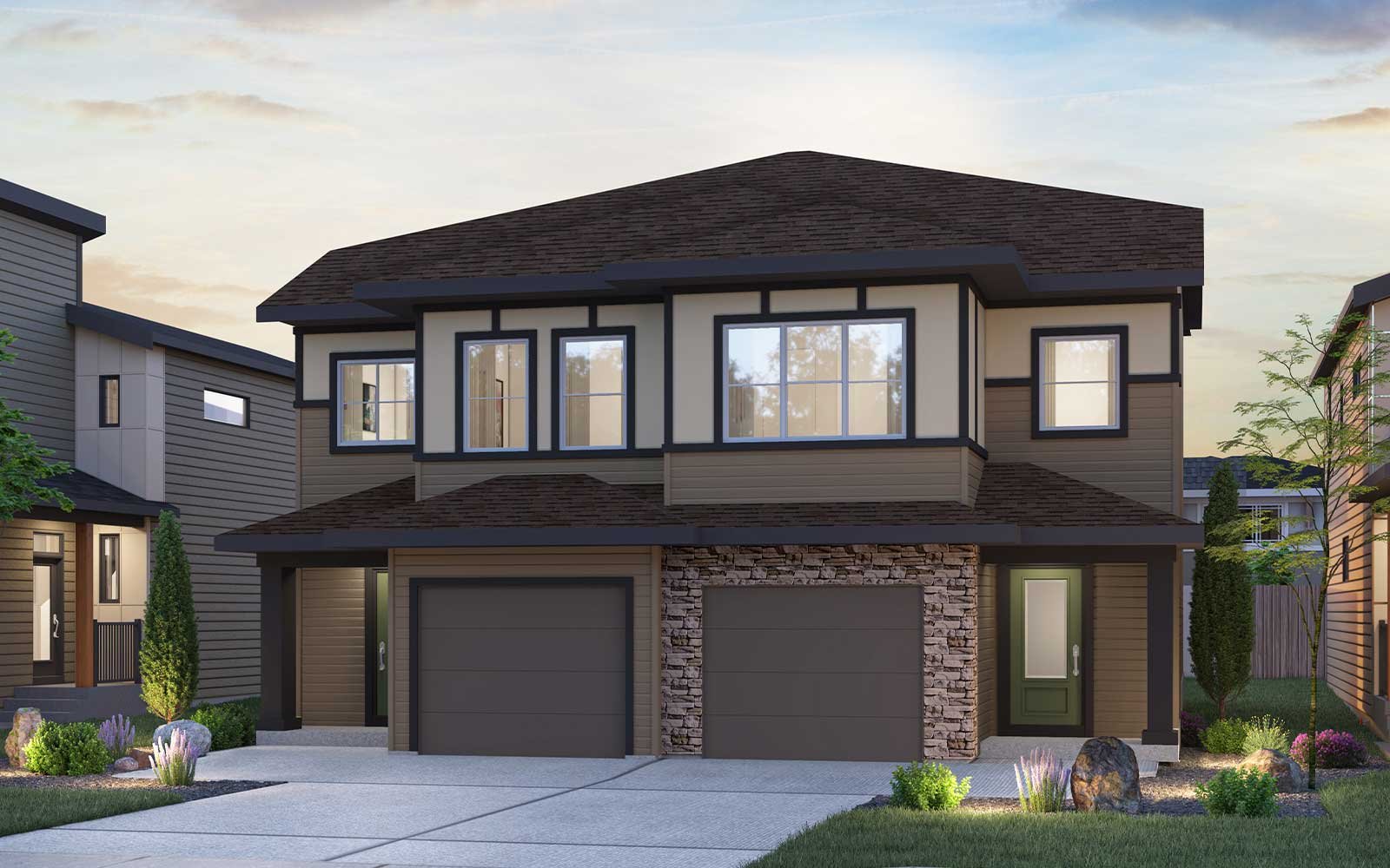 Exterior rendering of the Astoria Prairie style