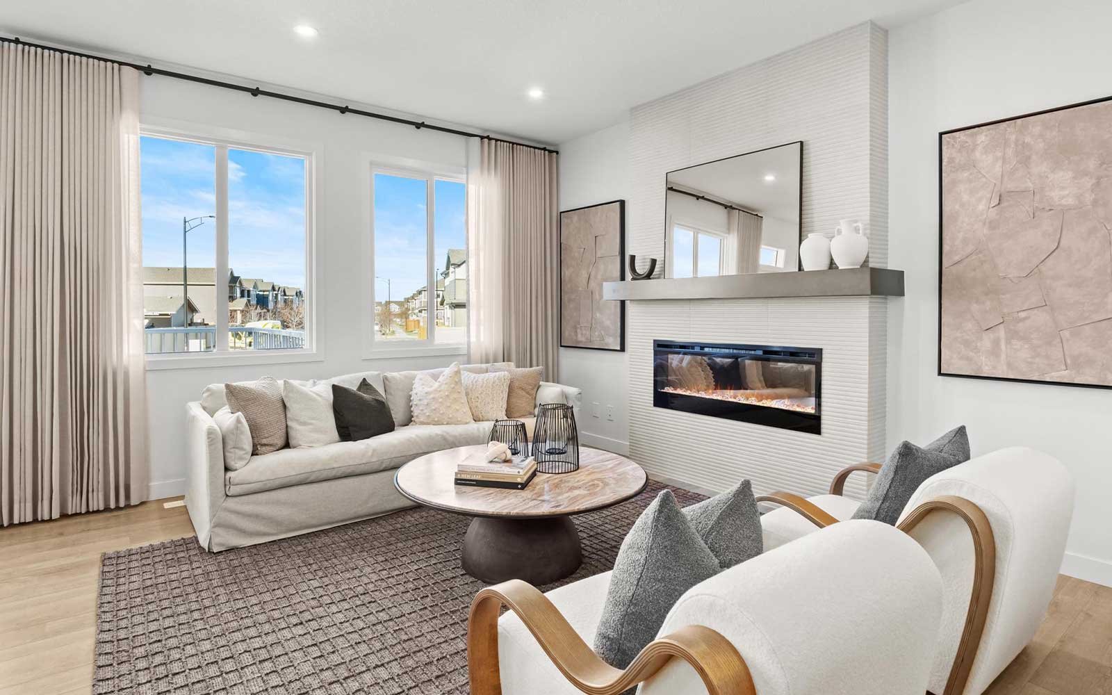 A photo of the great room of the Sierra 24 model in Edmonton by Brookfield Residential