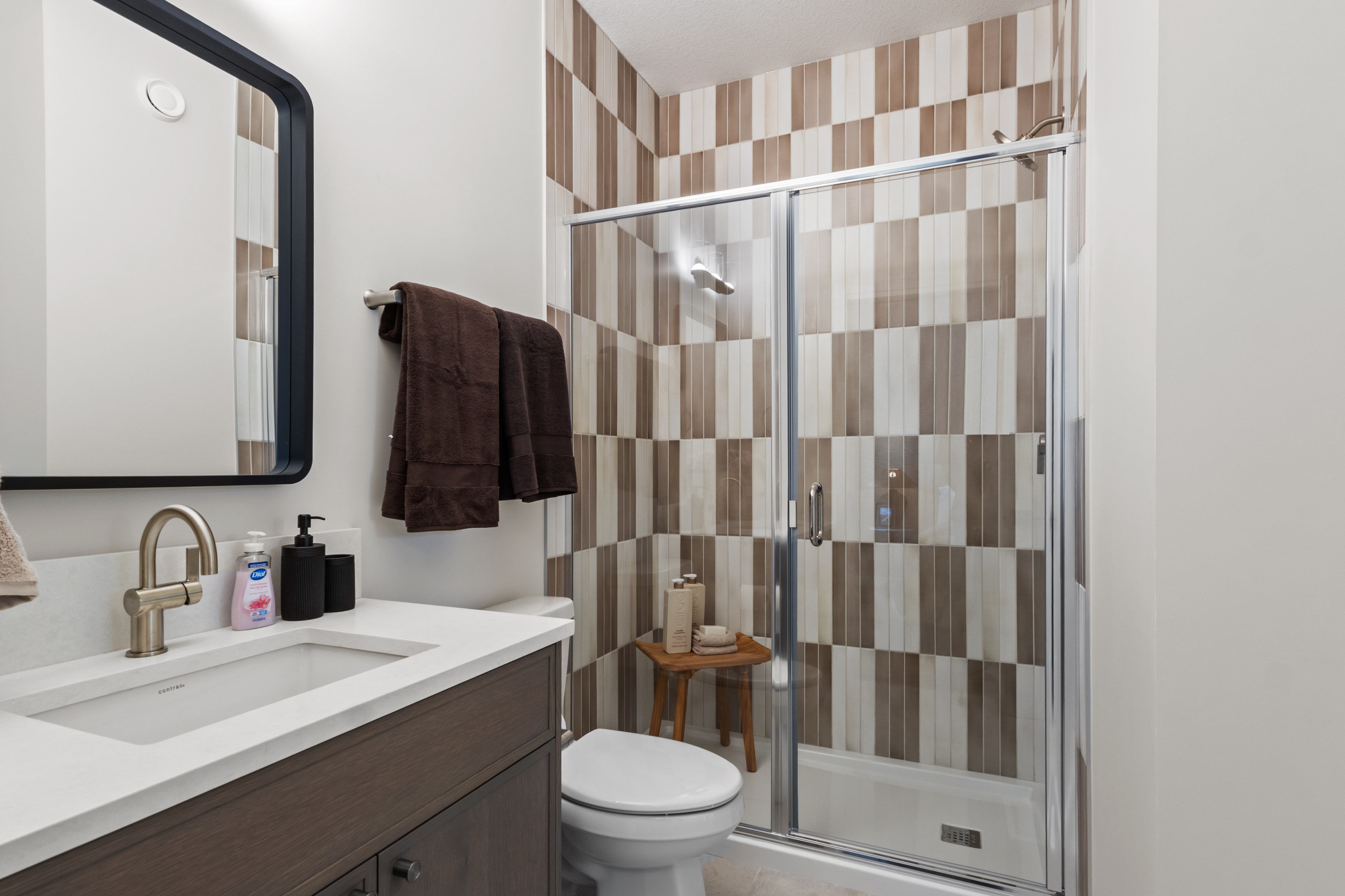 A photo of the bathroom on the main floor of the Waterton 26 model in Edmonton by Brookfield Residential