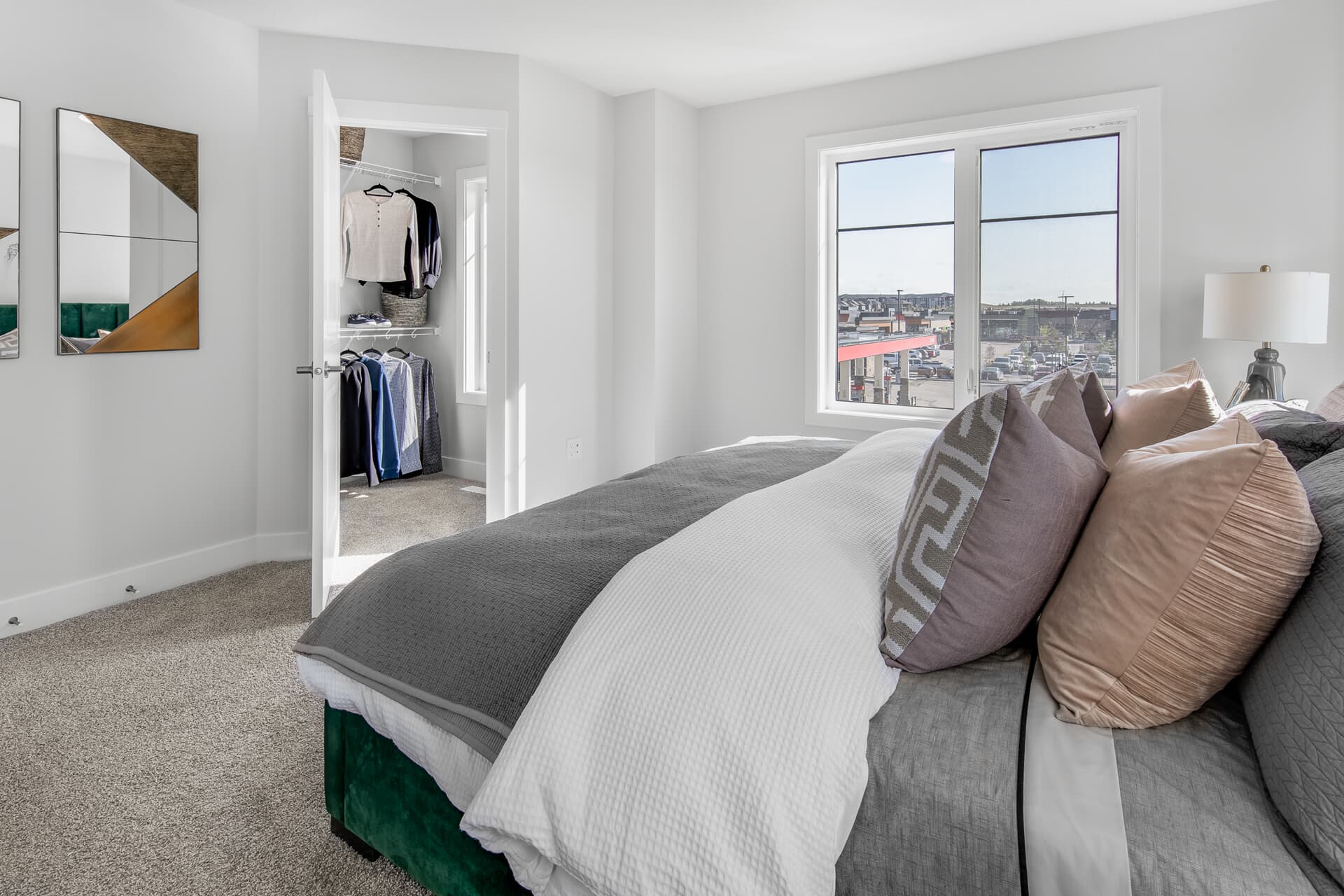 The primary bedroom in the Everly