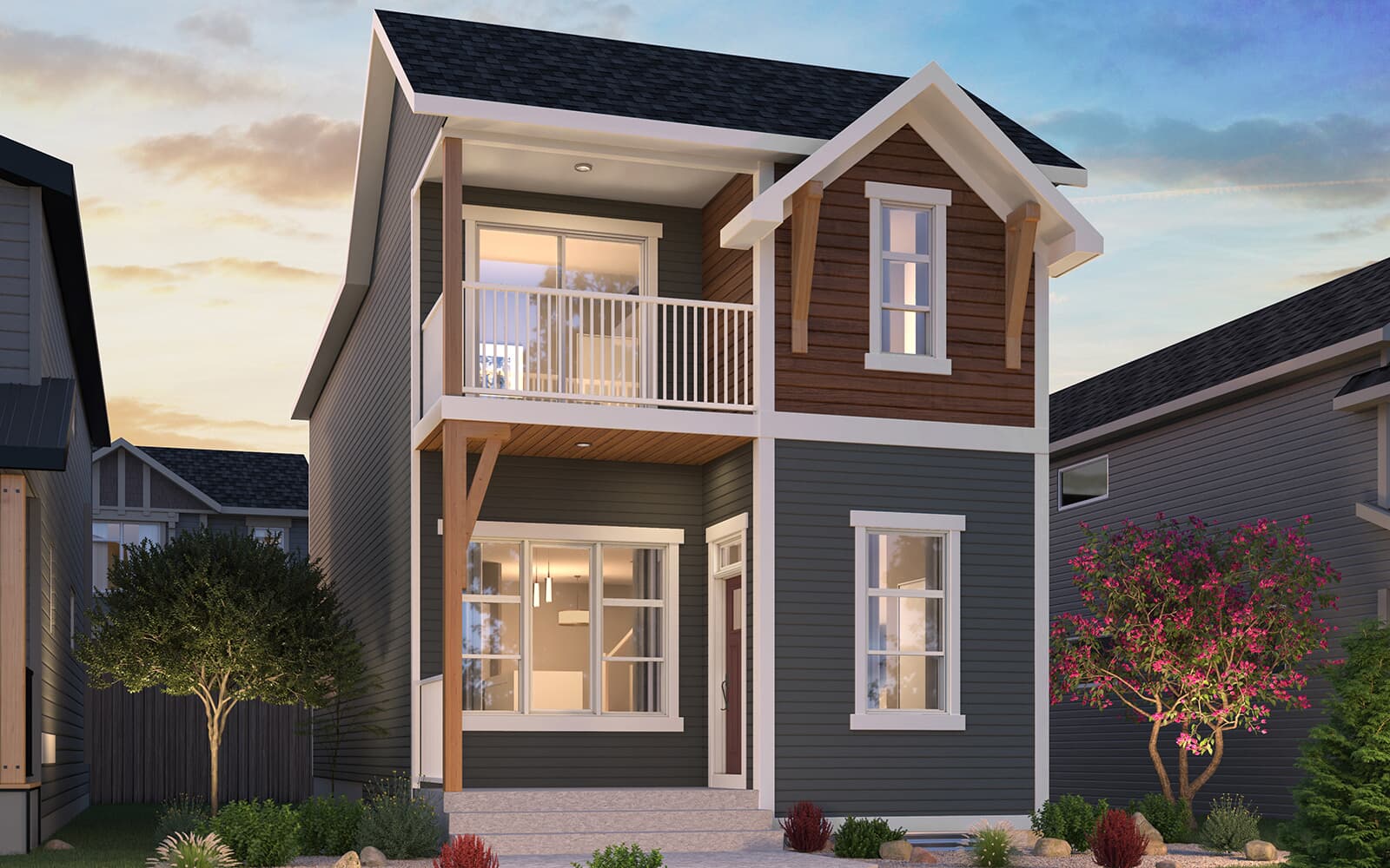 Craftsman exterior rendering of the Belvedere in Edmonton by Brookfield Residential.