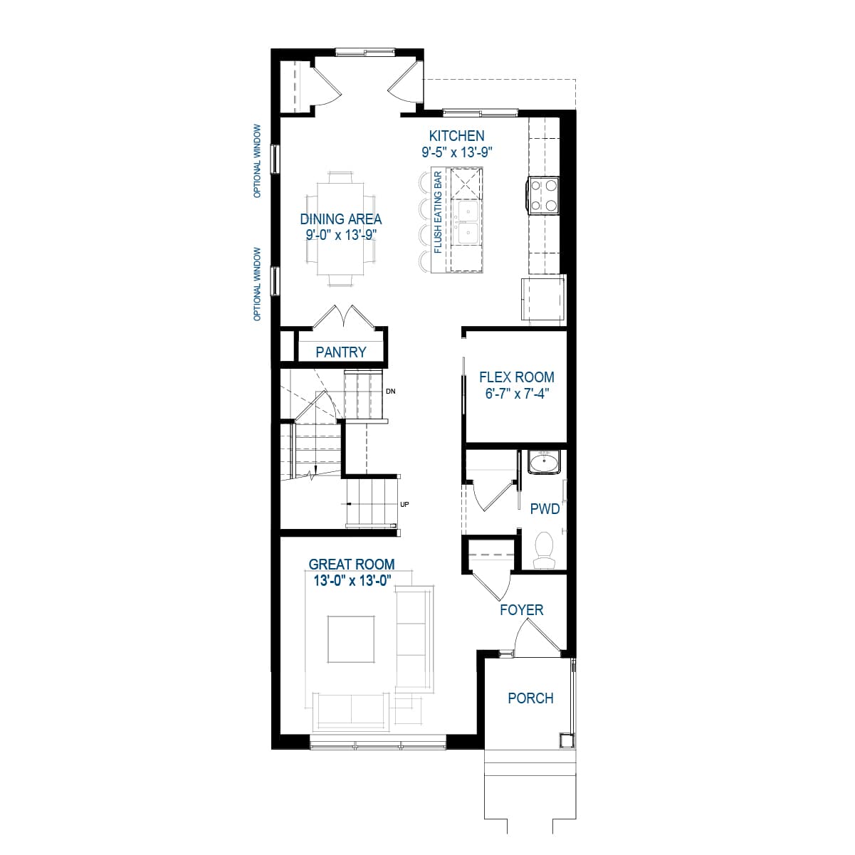 A blackline drawing of the Bristol model in Edmonton by Brookfield Residential