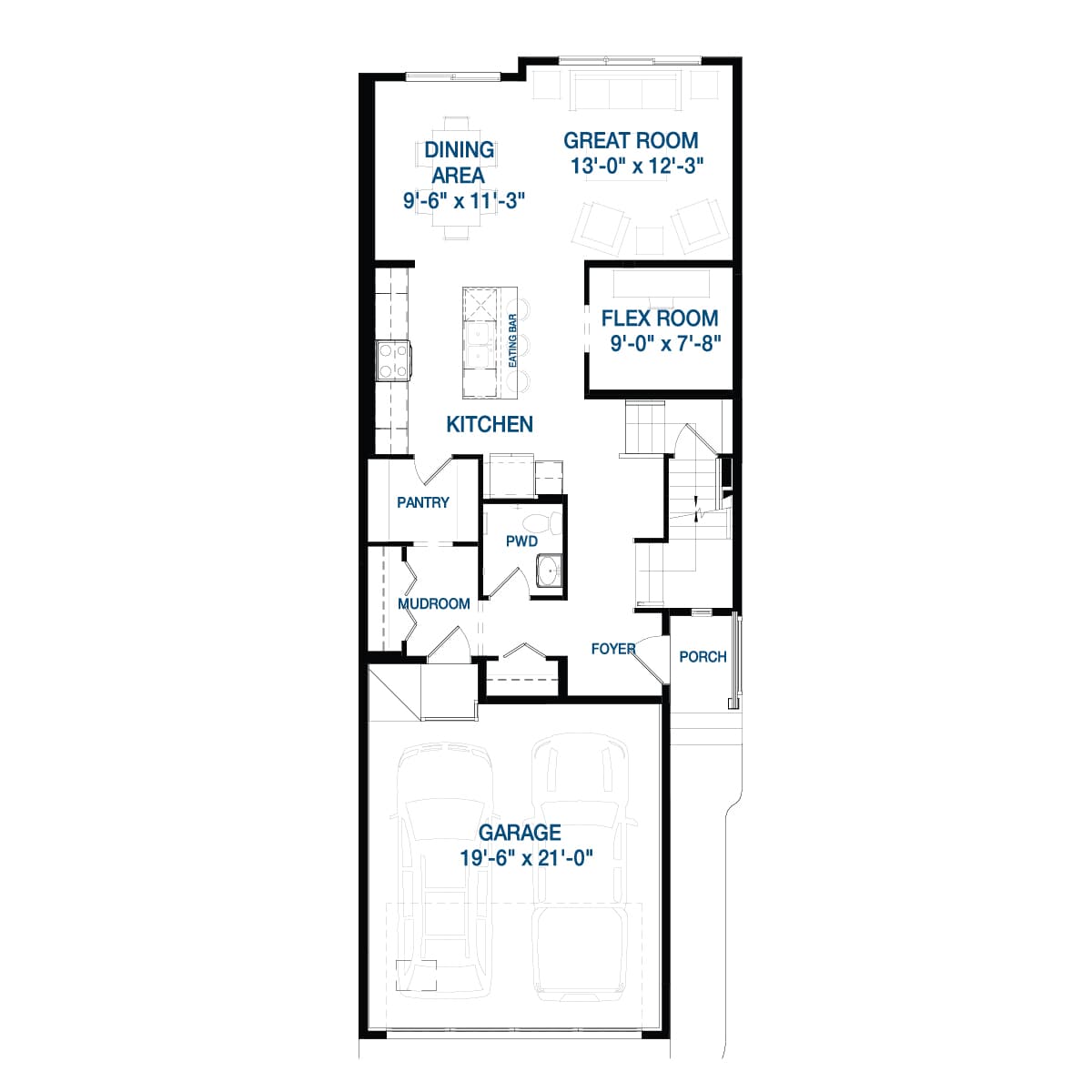 A blackline drawing of the Purcell 24 model by Brookfield Residential