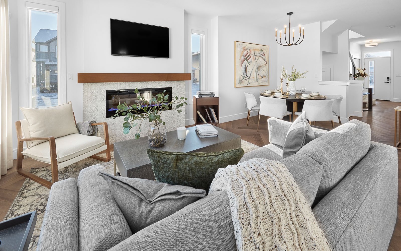An Asher living room in the Orchards in Edmonton, Alberta by Brookfield Residential