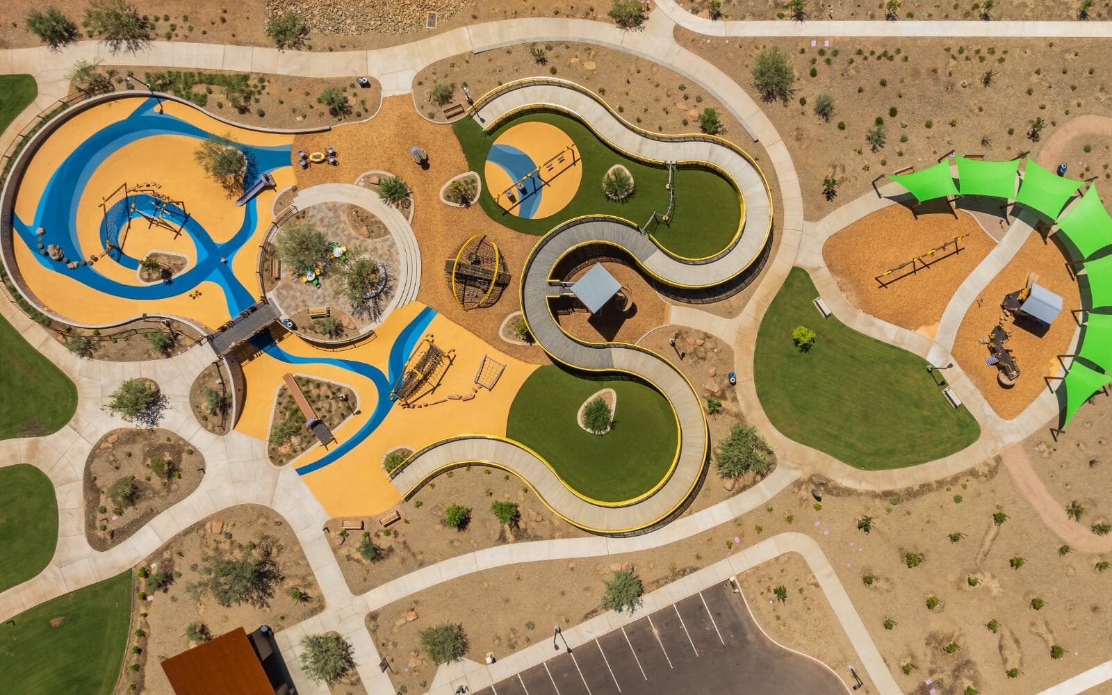 Aerial image of Painted Sky Park in Blossom Rock