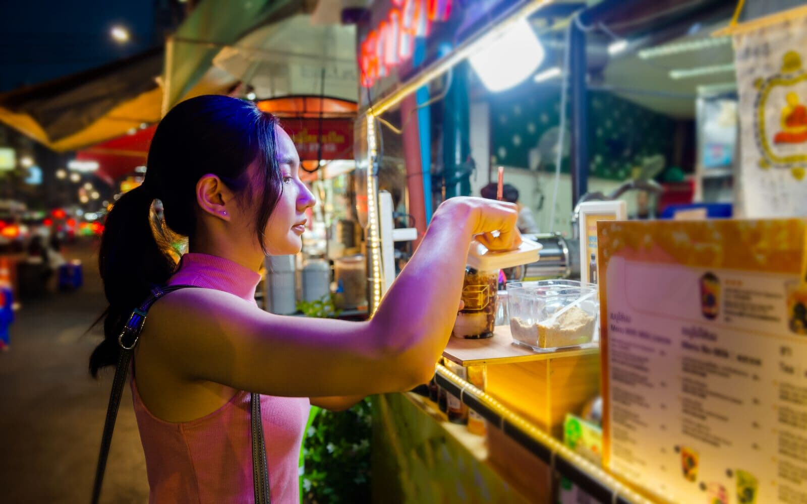Women dining at the night market