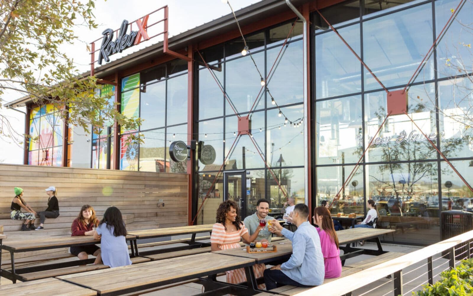 People dining at Rodeo X at New Haven Marketplace