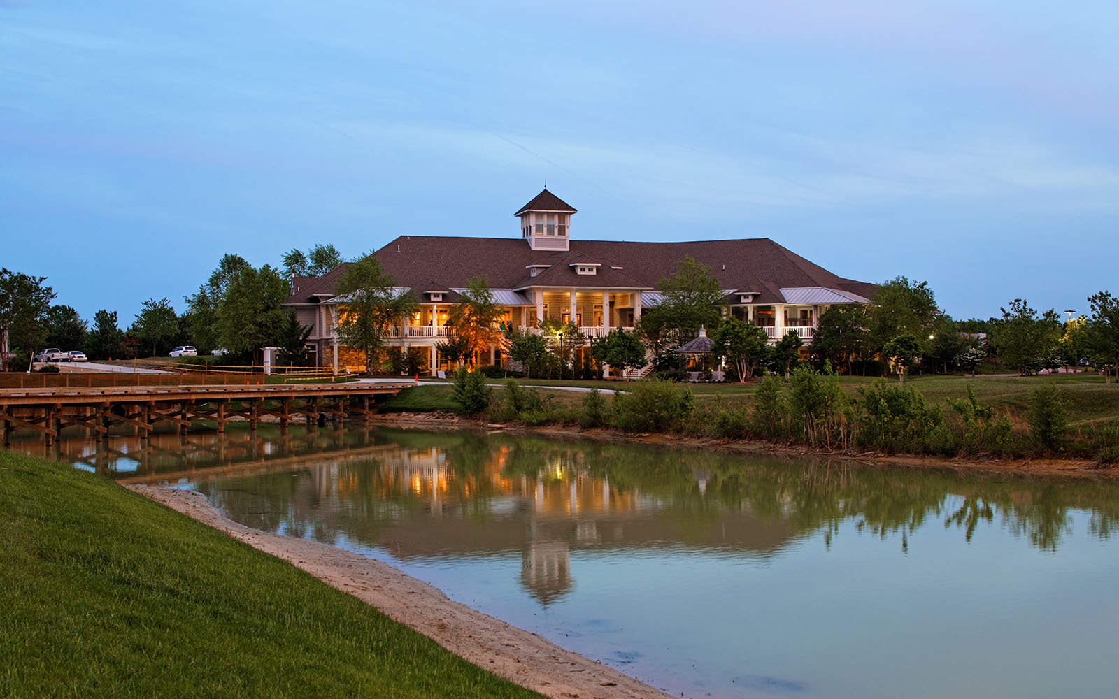 The clubhouse at Heritage Shores, an active adult community in Bridgeville, DE by Brookfield Residential.