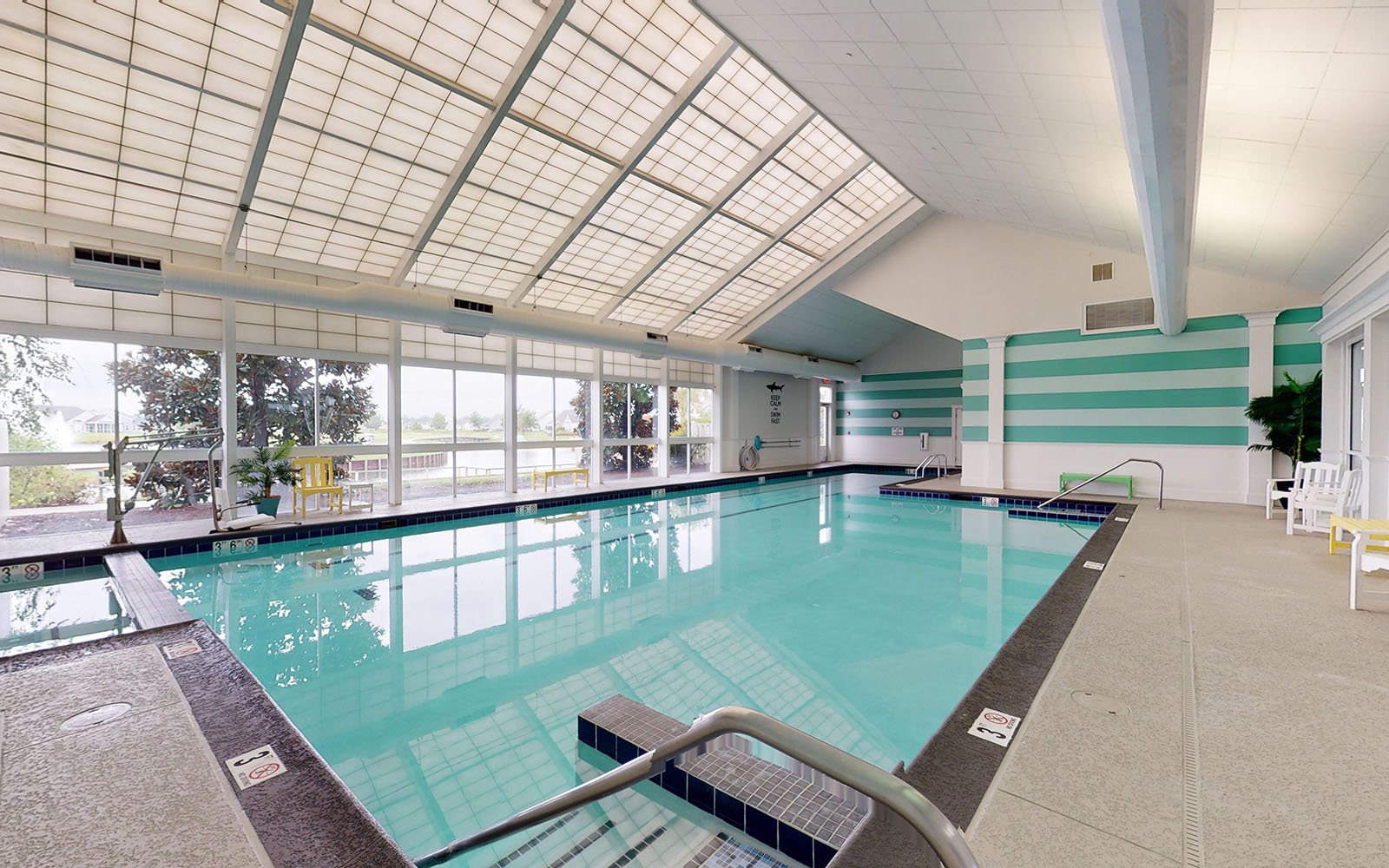 The indoor pool at Heritage Shores, an active adult community by Brookfield Residential in Bridgeville, DE.