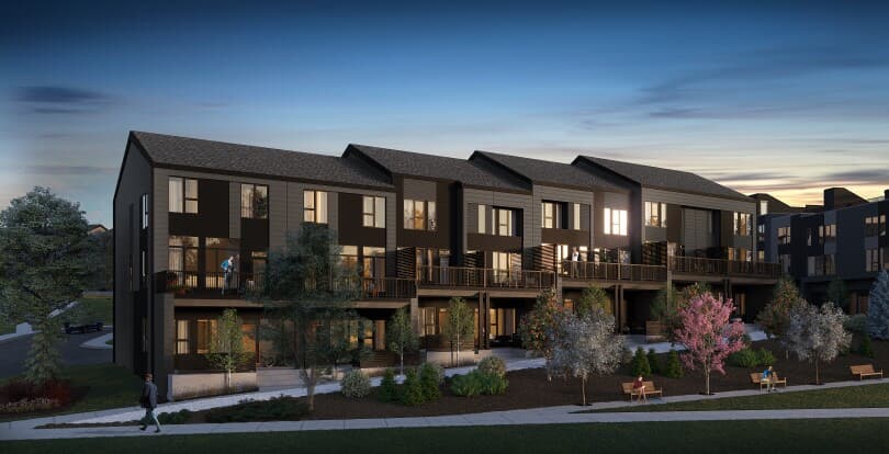 Rendering of Crown Park luxury townhomes by Brookfield Residential in Calgary AB