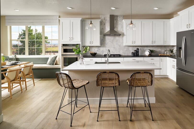 Light and bright kitchen in the Plan 3 home of the Big Sky Portfolio at Solterra by Brookfield Residential in Lakewood, CO