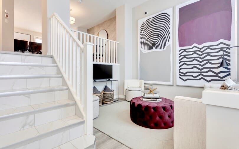 Living area in the Crimson showhome at Regatta by Brookfield Residential in Auburn Bay