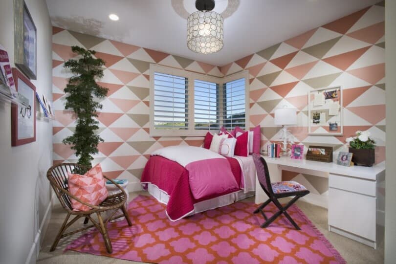Pink room in Residence 3 at Everly in Playa Vista by Brookfield Residential in Southern California