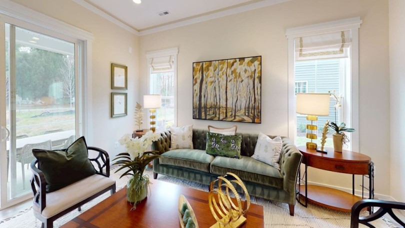 Living room in the Douglas Floor Plan at Lakeside at Trappe by Brookfield Residential