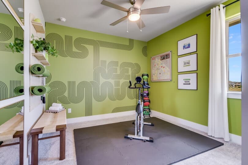 Home gym in Columbia at Urban Courtyard Homes at Easton Park in Austin TX